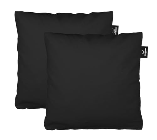 Sansibar Uni Jersey Kissenhülle, 40x40 cm, mit edlem Fähnchen am Steg, Sylt, Jersey, Perfekter, faltenfreier Sitz, Antipilling Ausrüstung (40x40 cm, schwarz, 1) von Sansibar