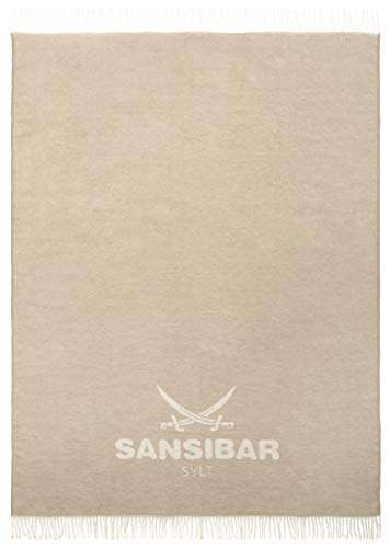 Sansibar Wohndecke mit Fransen Jacquard Scotch Decke Tagesdecke Überwurf 150x200 cm (ca.150x200 cm, Beige/Weiß) von Sansibar