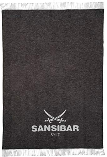 Sansibar Wohndecke mit Fransen Jacquard Scotch Decke Tagesdecke Überwurf 150x200 cm Grau/Weiß von Sansibar