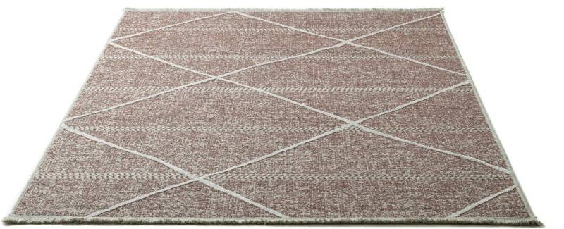 Sansibar Teppich Braderup, rechteckig, Höhe: 2 mm, Flachgewebe, modernes Scandi Design, Motiv Rauten, mit Fransen von Sansibar