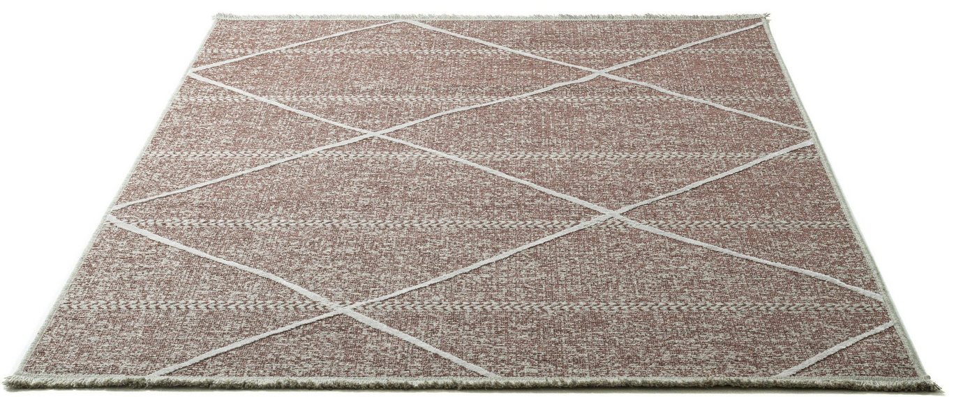 Teppich Braderup, Sansibar, rechteckig, Höhe: 2 mm, Flachgewebe, modernes Scandi Design, Motiv Rauten, mit Fransen von Sansibar