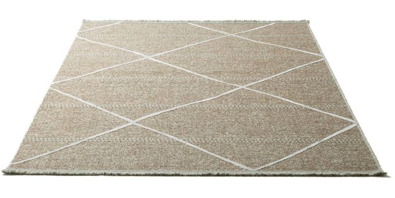Sansibar Teppich Braderup, rechteckig, Höhe: 2 mm, Flachgewebe, modernes Scandi Design, Motiv Rauten, mit Fransen von Sansibar