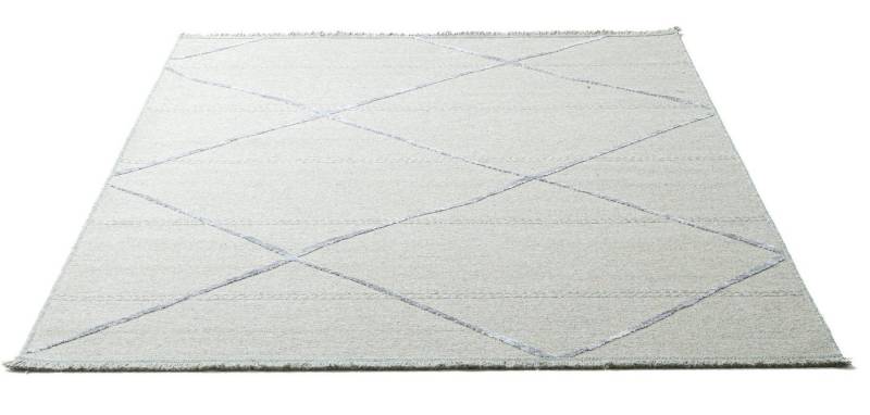 Sansibar Teppich Braderup, rechteckig, Höhe: 2 mm, Flachgewebe, modernes Scandi Design, Motiv Rauten, mit Fransen von Sansibar