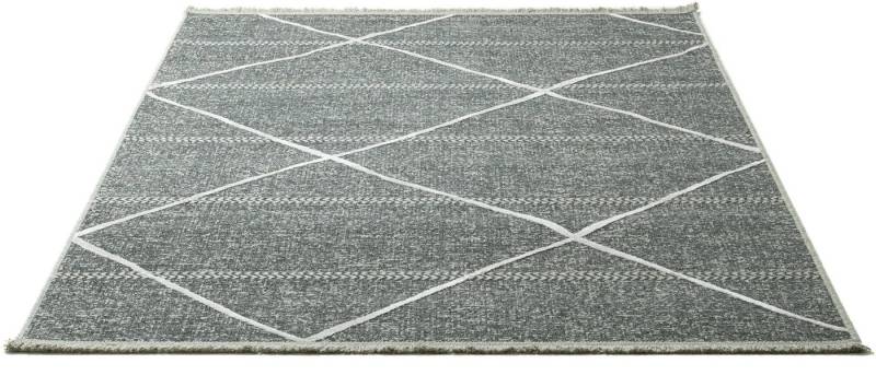 Sansibar Teppich Braderup, rechteckig, Höhe: 2 mm, Flachgewebe, modernes Scandi Design, Motiv Rauten, mit Fransen von Sansibar
