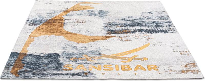 Sansibar Teppich Keitum 012, rechteckig, Höhe: 3 mm, Flachgewebe, modernes Design, Motiv Sylt & gekreuzte Säbel von Sansibar