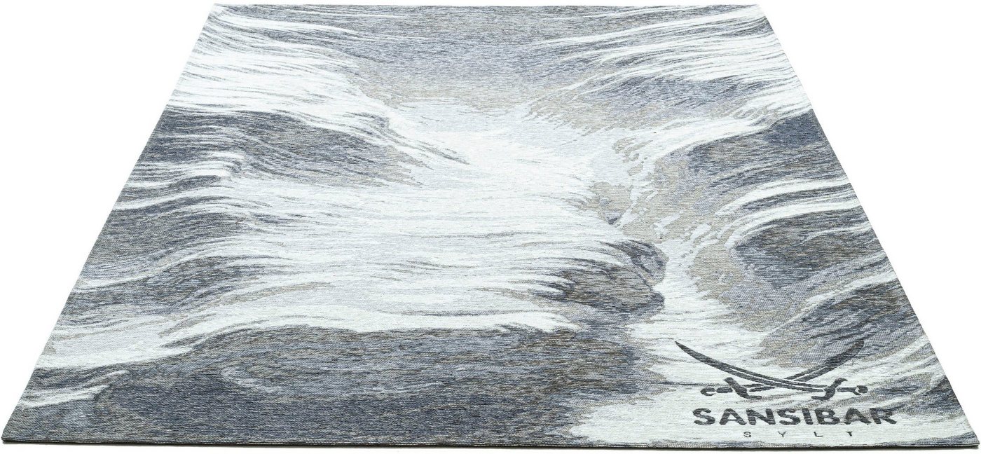 Teppich Keitum 032, Sansibar, rechteckig, Höhe: 3 mm, Flachgewebe, modernes Design, Motiv Brandung & Wellen von Sansibar