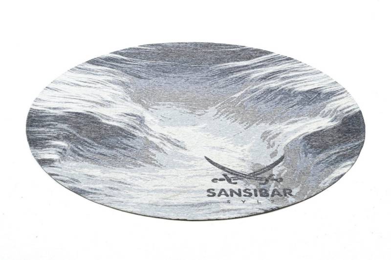 Sansibar Teppich Keitum 032, rund, Höhe: 3 mm, Flachgewebe, modernes Design, Motiv Brandung & Wellen von Sansibar