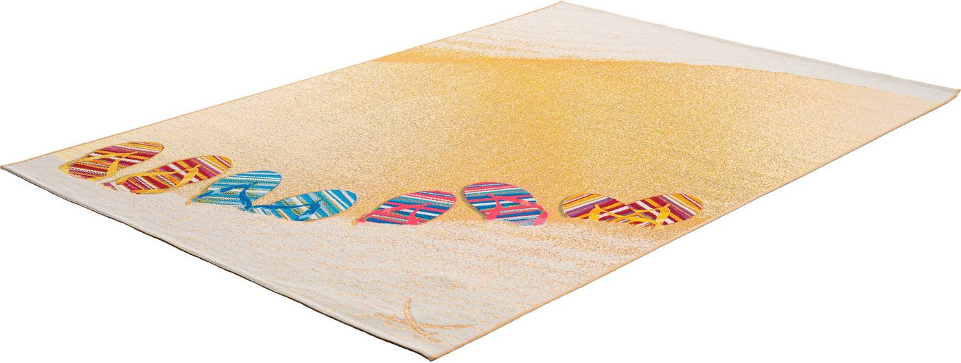 Teppich Rantum Beach SA-017, Sansibar, rechteckig, Höhe: 5 mm, Flachgewebe, modernes Design, Motiv Badelatschen, Outdoor geeignet von Sansibar