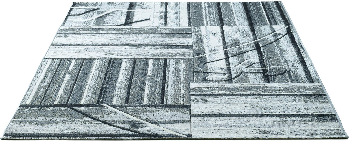 Teppich Rantum Beach SA-023, Sansibar, rechteckig, Höhe: 5 mm, Flachgewebe, modernes Design, Motiv Holzdielen, In- & Outdoor geeignet von Sansibar