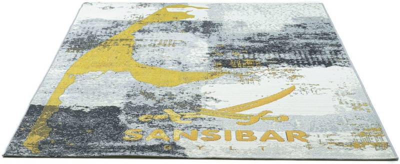 Sansibar Teppich Rantum Beach SA-028, rechteckig, Höhe: 3 mm, Flachgewebe, modernes Design, Motiv Sylt, In- und Outdoor geeignet von Sansibar