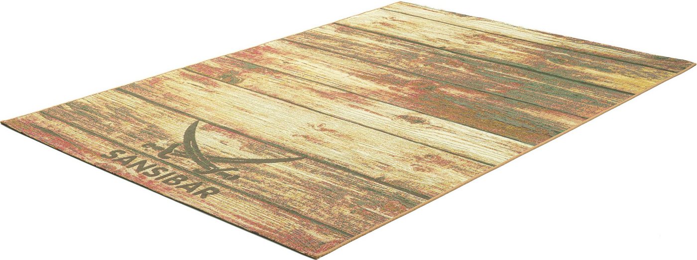 Teppich Rantum Beach SA-029, Sansibar, rechteckig, Höhe: 5 mm, Flachgewebe, modernes Design, Motiv Holzdielen, In- & Outdoor geeignet von Sansibar