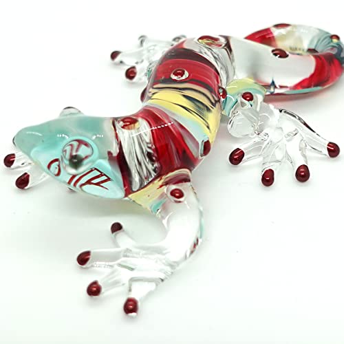 Sansukjai Gecko Miniaturfiguren Tiere, handbemalt, geblasenes Glas, Sammlerstück, Geschenk, Dekoration, 8,4 cm (mehrfarbig) von Sansukjai