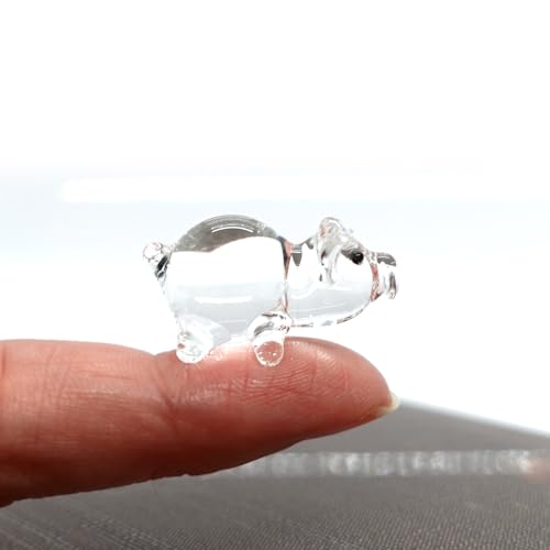 Sansukjai Rare Pig Tiny Micro Crystal Figurines Hand Blown Clear Glass Art Sea Animals Collectible Gift Home Decor#1 von Sansukjai