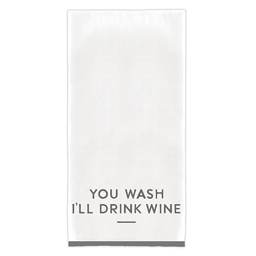 Santa Barbara Design Studio Geschirrtuch, Overlock-Nähte, Baumwollleinen, 71,1 x 45,7 cm, Drink Wine von Santa Barbara Design Studio
