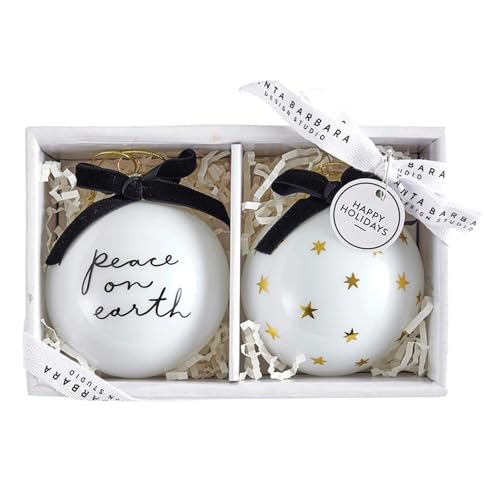 Santa Barbara Design Studio Glaskugel-Ornamente in Geschenkbox, 2 Stück, Frieden auf Erden/goldene Sterne Santa Barbara Design Studio Glaskugel-Ornamente in Geschenkbox, 2 Stück, Frieden auf Erden/goldene Sterne von Santa Barbara Design Studio