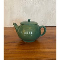 Seltene Vintage Roseville Mayfair Teekanne Grün & Gelb Glasierte Mcm Keramik Sammlerstück von SantaBarbaraCeramics