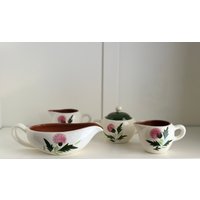 Vintage Stangl Pink Distel Milchkännchen, Zuckerdose Oder Sauciere - Mid-Century Floral Serviergeschirr von SantaBarbaraCeramics