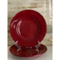 Handgefertigte Keramik Barn Sausalito Salatteller - Bernstein, Merlot, Moos Glasuren Vintage Inspiriertes Steingut von SantaBarbaraCeramics