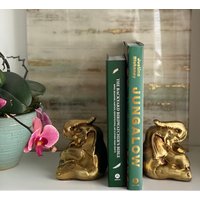 Vintage Elefant Buchstützen Aus Messing Pm Craftsman Feng Shui Decor von SantaBarbaraCeramics