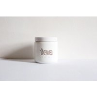 Vintage Weiße Glas Teedose Made in England - Retro Küchen Vorratsdosen Und Gläser Dose Küche Einfaches Design von SantaBasuraVintage