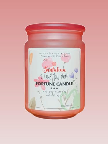 Peony, Vanilla, Peach & Rose Duftkerze – Glückskerze mit zufälliger Botschaft im Wachs | Liebevolles Geschenk für Mütter & Herzensmenschen | Sojawachs im Glas | Brenndauer bis zu 45 Std., 450 g Peony, Vanilla, Peach & Rose Duftkerze – Glückskerze mit zufälliger Botschaft im Wachs | Liebevolles Geschenk für Mütter & Herzensmenschen | Sojawachs im Glas | Brenndauer bis zu 45 Std., 450 g von Santalina