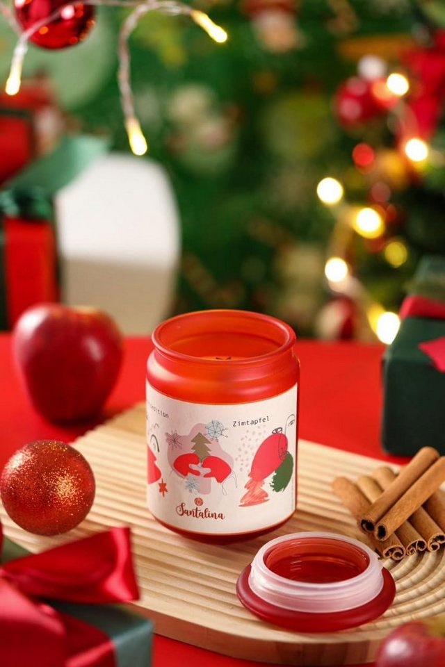 Santalina Duftkerze Apfel & Zimt Santalina Duftkerze mit Spruch/Lebensweisheit, 13,2x9cm von Santalina