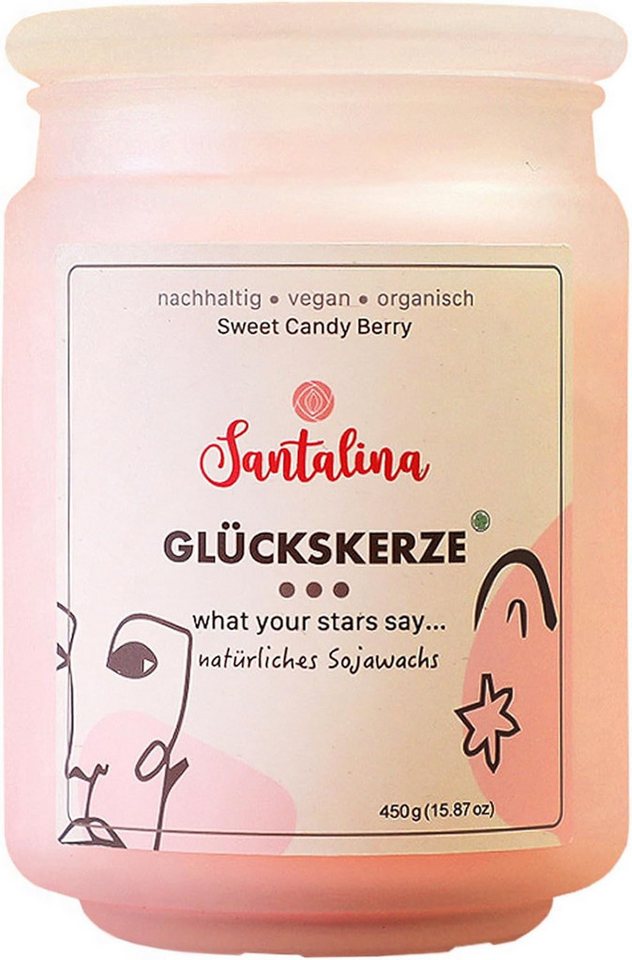 Santalina Duftkerze Candy Berry Duftkerze – Glückskerze mit zufälliger Botschaft, 13,2x9cm von Santalina