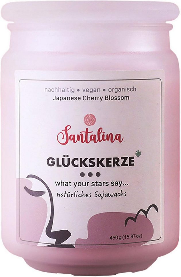 Santalina Duftkerze Japanese Cherry Blossom Duftkerze – Glückskerze mit Botschaft, 13,2x9cm von Santalina