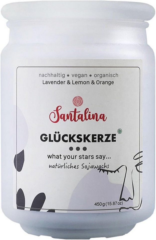 Santalina Duftkerze Lavender & Orange Duftkerze – Glückskerze mit zufälliger Botschaft, 13,2x9cm von Santalina