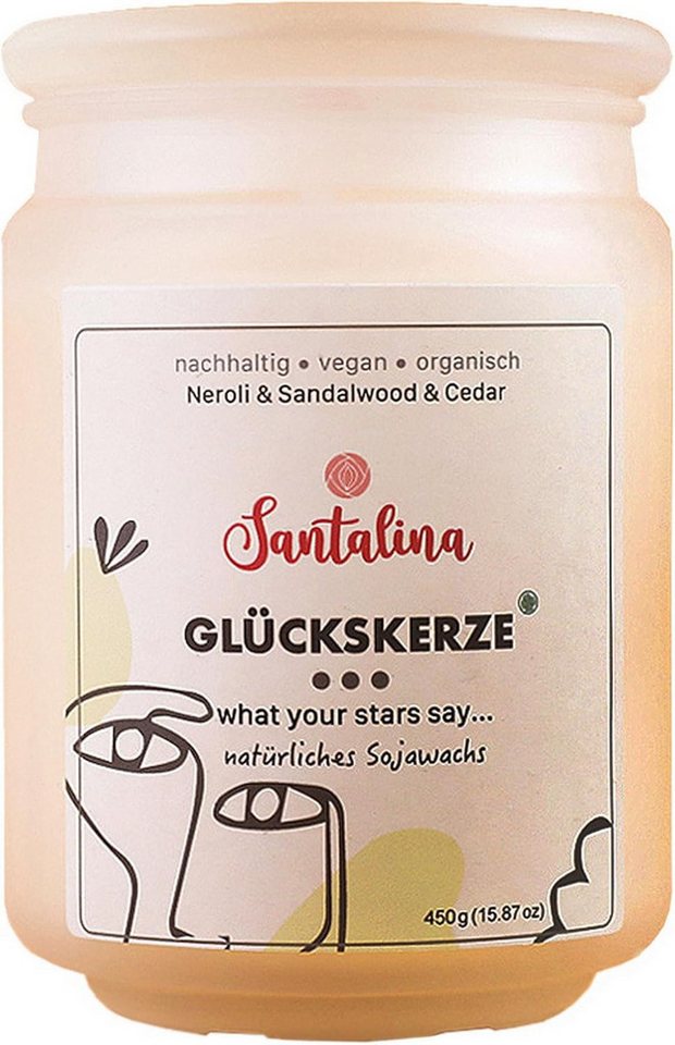 Santalina Duftkerze Neroli & Sandalwood Duftkerze – Glückskerze mit zufälliger Botschaft, 13,2x9cm von Santalina