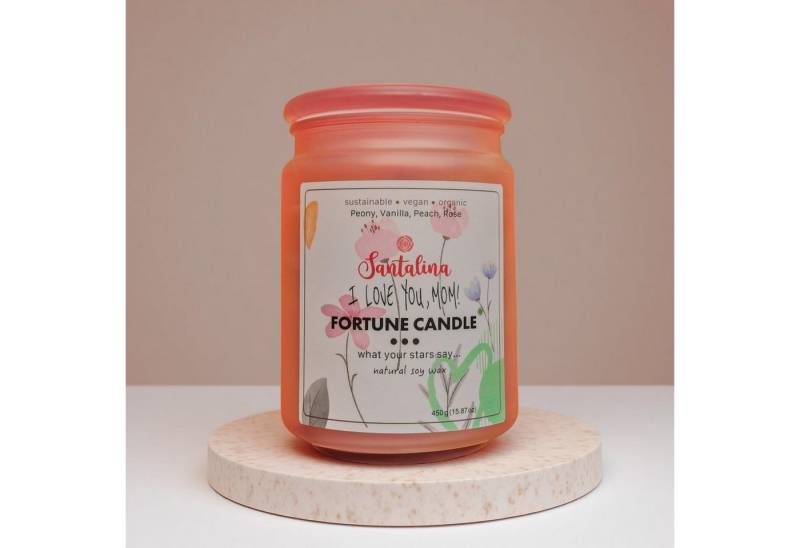 Santalina Duftkerze Peony, Peach & Rose Duftkerze für Mama mit zufälliger Botschaft, 13,2x9cm Santalina Duftkerze Peony, Peach & Rose Duftkerze für Mama mit zufälliger Botschaft, 13,2x9cm von Santalina