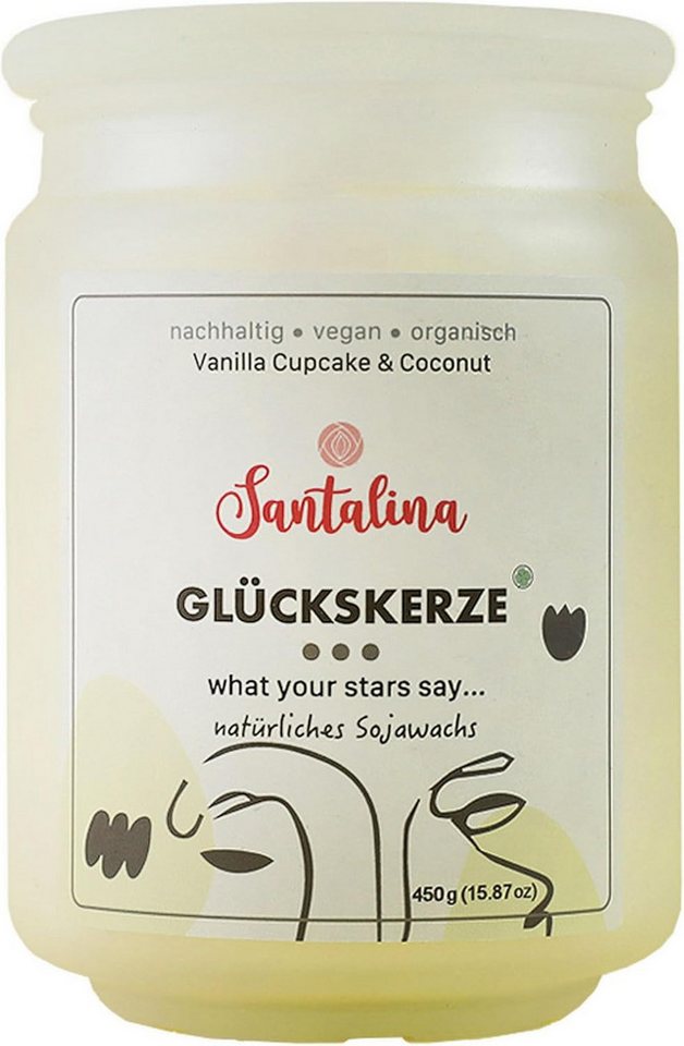 Santalina Duftkerze Vanilla & Coconut Duftkerze – Glückskerze mit zufälliger Botschaft, 13,2x9cm von Santalina