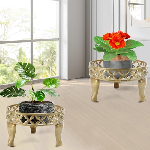 Santentre 2er Set Blumenständer Pflanzenständer, Anti-Rost Blumentreppe Outdoor Indoor, Rund Blumenhocker Metall Pflanzenregal Innen,Pflanzhocker Blumenregal Balkon Fensterbank Gartenregal Dekoständer von Santentre
