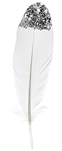 Deko- Federn ca 15-20 cm. 6 x Feder mit Glitter. Spitzen beglittert. Silber -04 von Santex