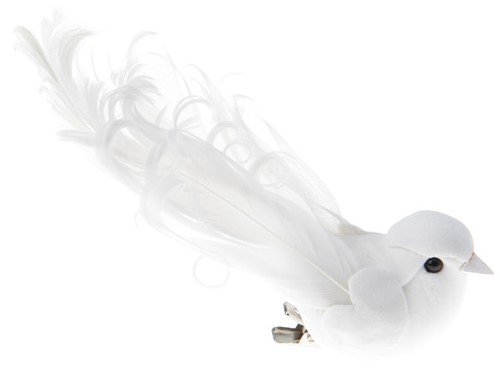 Deko-Vögel mit Clip weiß, 12 x 3,8 cm, 2 Stück, Tisch- und Raumdeko von Santex