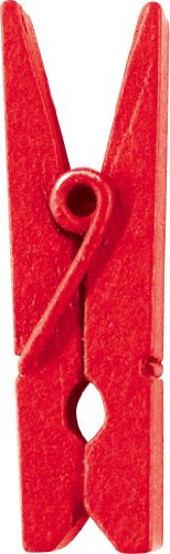 Klammern Mini 24 Stück ca. 2,5 cm Holz rot - Waescheklammern - 2691 von Santex