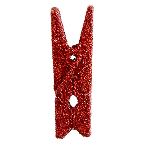 Mini Klammern rot Glitter 6 Stück 3,5 cm Holz - Wäscheklammern Holzklammern Deko Tischkartenhalter von Santex