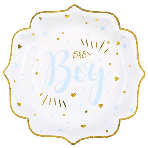 Pappteller Baby Shower Boy, 21 cm, Blau, 10 Stück von Santex