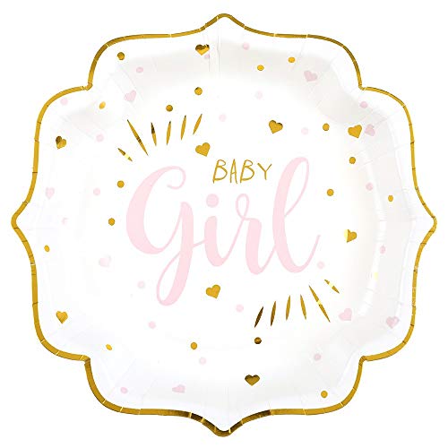 Pappteller Baby Shower Girl 21 cm, Rosa, 10 Stück von Santex