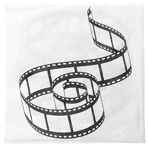 Filmband-Servietten Hollywoodparty-Deko 20 Stück weiss-schwarz 33x3ccm von Santex
