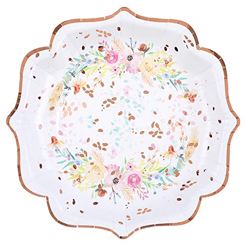 Santex Pappteller für Hochzeit, Blume, 21 cm, mehrfarbig, 10 Stück von Santex