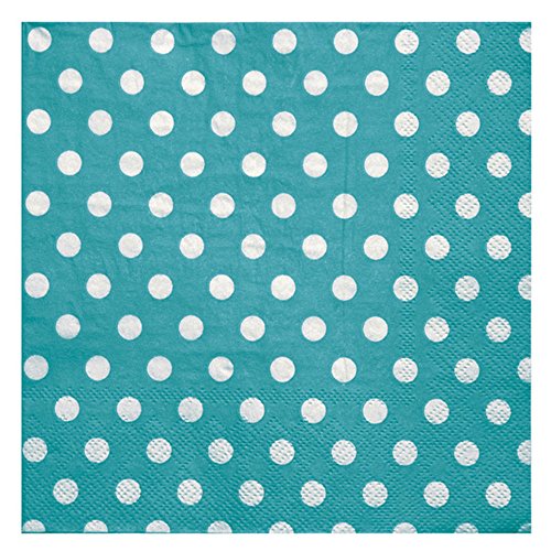 Servietten Dots, türkis mit weissen Punkten, dreilagig, 33 x 33 cm, 20 Stück von Santex