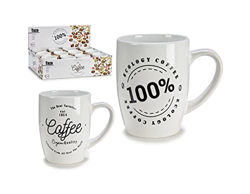 Umweltfreundliche Tasse mit dem Wort Organic Quality & 100% Ecology Coffee, 2 verschiedene Modelle erhältlich, Weiß und Schwarz, Tee- und Kaffeebecher, mehrfarbig, nicht zutreffend von Santiago y Cia