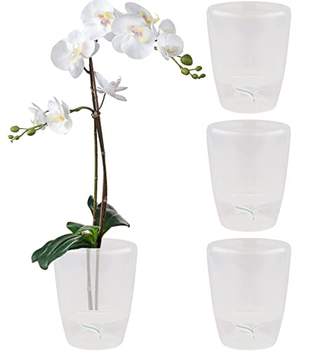 Santino 4er-Set Selbstbewässernder Topf mit Dochtsystem und Wasserstandsanzeige für den Innenbereich, Orchideentopf D 15cm (Transparent, 2L) von Santino