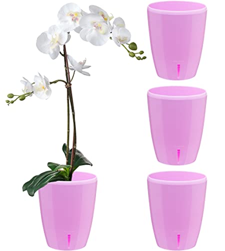 Santino 4er-Set Selbstbewässernder Topf mit Dochtsystem und Wasserstandsanzeige für den Innenbereich, Orchideentopf D 15cm (Lavender, 2L) von Santino