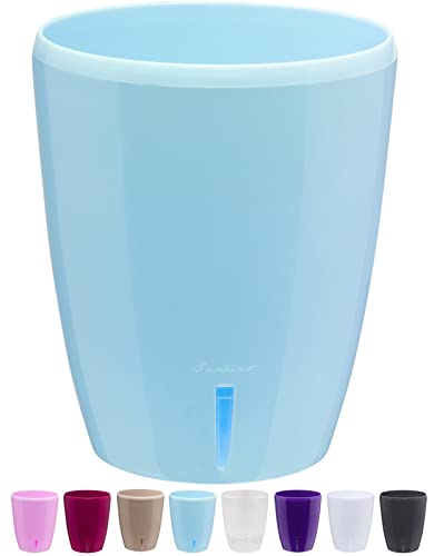 Santino Selbstbewässernder Topf mit Dochtsystem und Wasserstandsanzeige für den Innenbereich, Orchideentopf D 16.5cm (Blue - 3,3L) von Santino