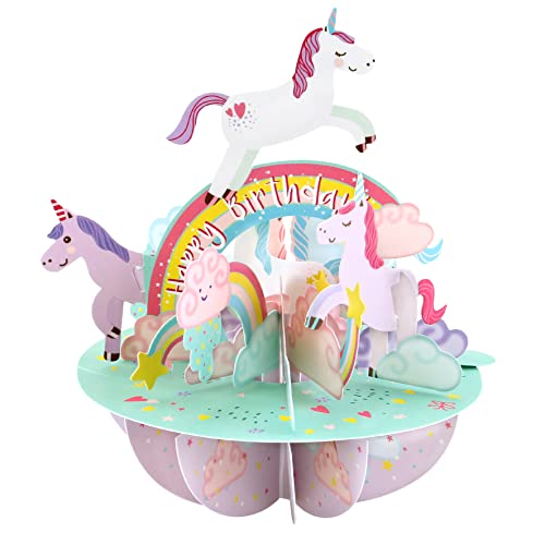 Santoro Pirouette, 3D-Pop-Up Grußkarte - Einhörner - Geschenk für Sie, Tochter, Mädchen, Kinder | Einhorn Geburtstagskarte von Santoro