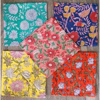 Block Print Servietten-Set, Baumwolle Gedruckt Wiederverwendbare Servietten, Tischdecke Küchen Handbedruckte Mix & Match Servietten Für Das von Santoshhandloom
