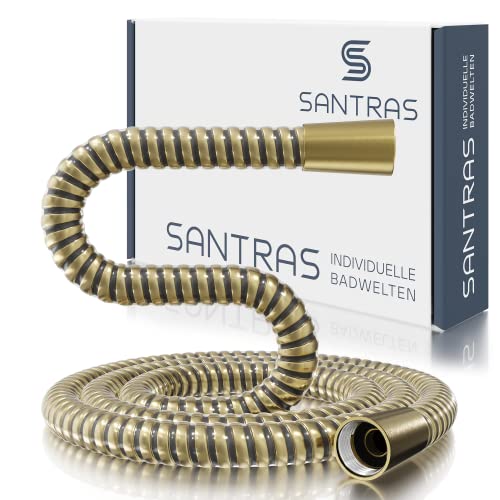 SANTRAS® Duschschlauch 1,25m aus Kunststoff in Bronze - Brauseschlauch verdrehsicher - 1/2 Zoll Standard Anschluss & Trinkwassergeprüft - Made in Germany von Santras
