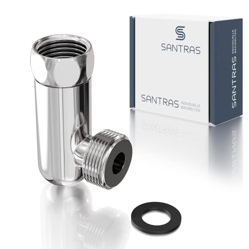 SANTRAS® Entleerventil DELUXE zum Abfluss von stehendem Wasser im Duschschlauch in Chrom – Verchromtes Entleerungsventil zur Entleerung des Brauseschlauchs mit Rückflussventil MADE IN GERMANY von Santras